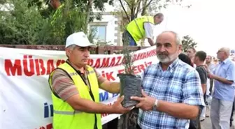 Belediye Mezarlıkta Fidan Dağıttı