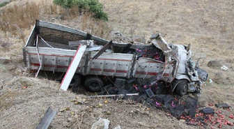 Meyve Yüklü Kamyon Devrildi, Üç Yaralı