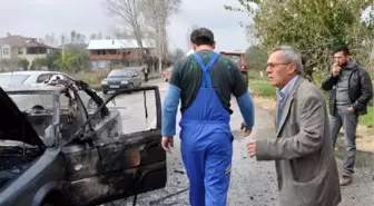 Lpg'li Otomobil Yol Ortasında Alev Alev Yandı