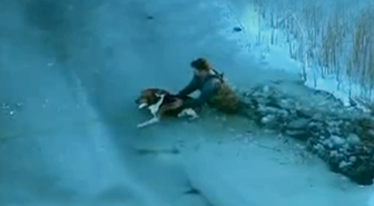 Buza Sıkışan Köpek için Seferber Oldular