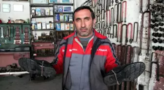 Oto Makas Ustasından Kar ve Buzda Kayan Ayakkabılara Zincir