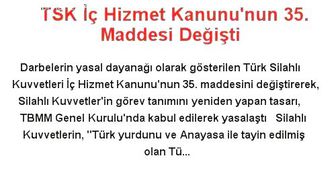 TSK İç Hizmet Kanunu'nun 35. Maddesi Değişti