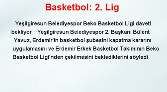 Basketbol: 2. Lig
