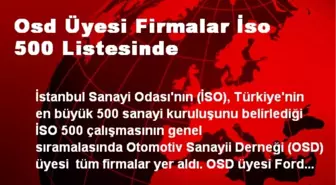 Osd Üyesi Firmalar İso 500 Listesinde