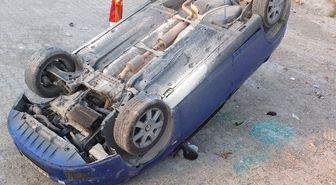 Takla Atan Otomobilde Şans Eseri Yaralanan Olmadı