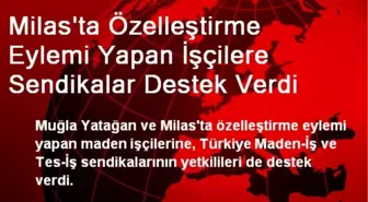 Milas'ta Özelleştirme Eylemi Yapan İşçilere Sendikalar Destek Verdi