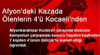 Afyon'daki Kazada Ölenlerin 4'ü Kocaeli'nden