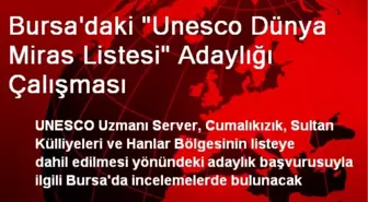 Bursa'daki 'Unesco Dünya Miras Listesi' Adaylığı Çalışması