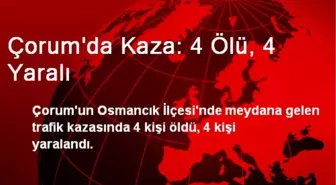 Çorum'da Kaza: 4 Ölü, 4 Yaralı