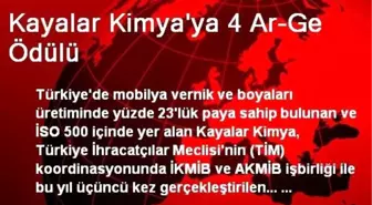 Kayalar Kimya'ya 4 Ar-Ge Ödülü