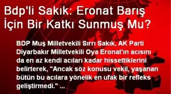 Bdp'li Sakık: Eronat Barış İçin Bir Katkı Sunmuş Mu?