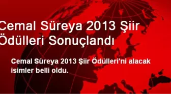 Cemal Süreya 2013 Şiir Ödülleri Sonuçlandı