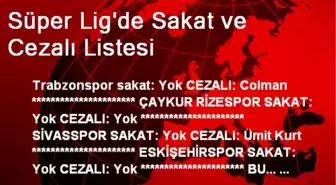 Süper Lig'de Sakat ve Cezalı Listesi