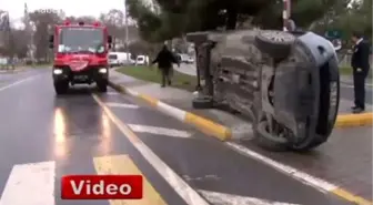 Kadın Sürücünün Kullandığı Araç Devrildi