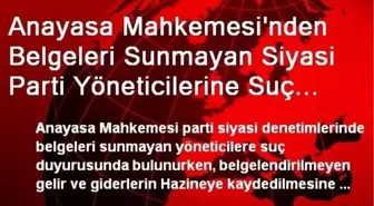 Anayasa Mahkemesi'nden Belgeleri Sunmayan Siyasi Parti Yöneticilerine Suç Duyurusu