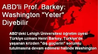 ABD'li Prof. Barkey: Washington 'Yeter' Diyebilir