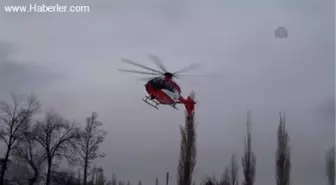 Kağızman'da Ambulans Helikopter Engelli Hasta İçin Havalandı