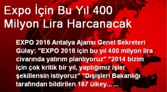 Expo İçin Bu Yıl 400 Milyon Lira Harcanacak