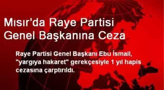 Mısır'da Raye Partisi Genel Başkanına Hapis Cezası