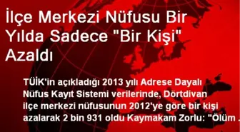 İlçe Merkezi Nüfusu Bir Yılda Sadece 'Bir Kişi' Azaldı