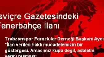 İsviçre Gazetesindeki Fenerbahçe İlanı