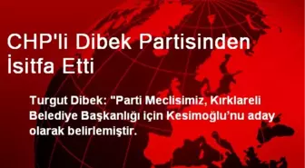 CHP'li Dibek Partisinden İsitfa Etti