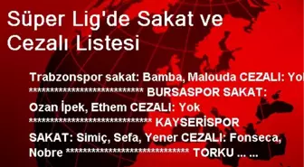 Süper Lig'de Sakat ve Cezalı Listesi