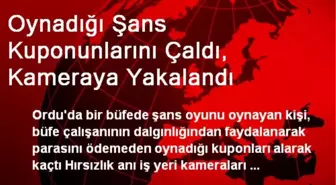 Oynadığı Şans Kuponunlarını Çaldı, Kameraya Yakalandı