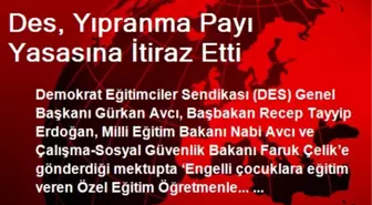 Des, Yıpranma Payı Yasasına İtiraz Etti