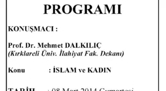 Kırklareli'de 'İslam ve Kadın' Konferansı Verilecek