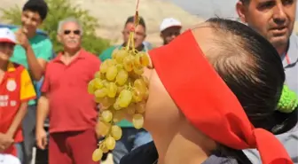 En Hızlı Üzüm Yeme Yarışmasında Gözleri Kapalı Üzüm Yediler