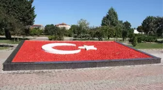 Çiftlikköy'de Taşlardan Dev Türk Bayrağı Yaptılar
