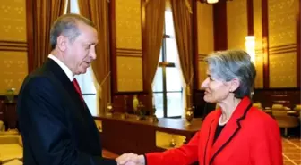 Unesco Genel Direktörü Bokova Cumhurbaşkanlığı Sarayı'nda