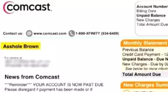 Comcast Calls Customer A**hole On Bill