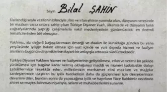 Yozgatlı Hayırsever İş Adamı Bilal Şahin'e Türkiye Diyanet Vakfından Teşekkür Belgesi