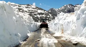 Antalya'da Yayla Yolunda Kar Mücadelesi