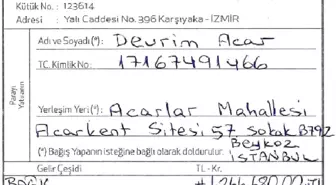 Karşıyaka Erdal Acar'a Bağış Makbuzu Verdi