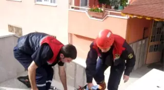 Kafası Balkon Demirine Sıkışan Çocuğu İtfaiye Kurtardı
