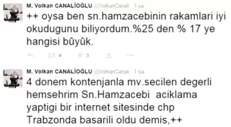 Volkan Canalioğlu'ndan CHP'li Hamzaçebi'ye Twiter'dan 'Oy' Cevabı