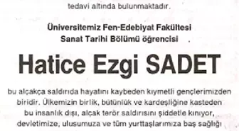 Rektörden Ezgi Sadet İçin Başsağlığı İlanı