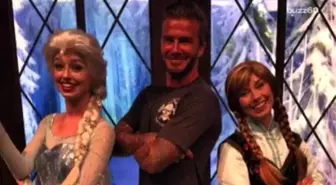 David Beckham Wins Major Dad Points Posing With Queen Elsa And Princess Anna