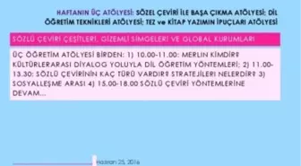 Sözel Çeviri ile Başa Çıkma Atölyesi; Dil Öğretim Teknikleri Atölyesi; Tez ve Kitap Yazımın...