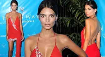 Emily Ratajkowski Kırmızı Elbisesiyle Büyüledi