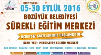 Bozüyük Belediyesi Sürekli Eğitim Merkezi Kayıtları Başladı