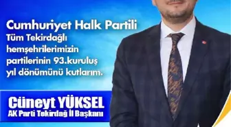 Ak Partili İl Başkanından CHP'ye Fotoğraflı Kutlama Mesajı