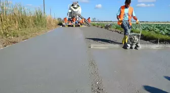 Bafra'da Beton Yol Yapımı Çalışmaları