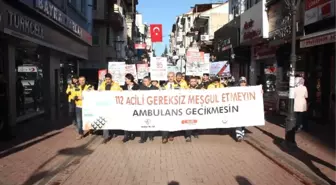 Bartın'da '112 Hattını Meşgul Etme, Yaşama Yol Ver' Yürüyüşü