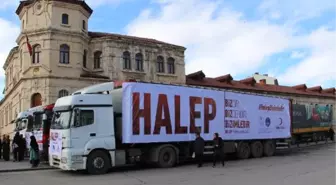 Sivas'tan Halepliler'e 6 Tır Yardım Malzemesi