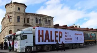 Sivas'tan Halepliler'e 6 Tır Yardım Malzemesi