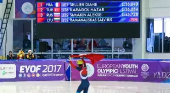 Avrupa Gençlik Olimpik Kış Festivali'nde Hazar 2 Saliseyle Sürat Pateninde 2'nci